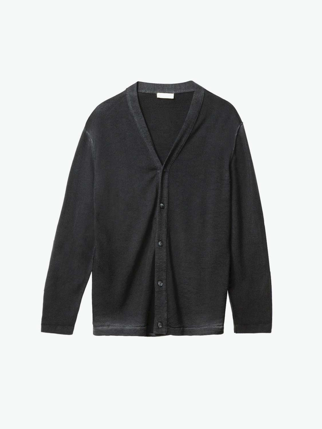 Oil Wash Virgin Wool Cardigan Black | A