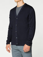 Virgin Wool Cardigan Navy Blue | D