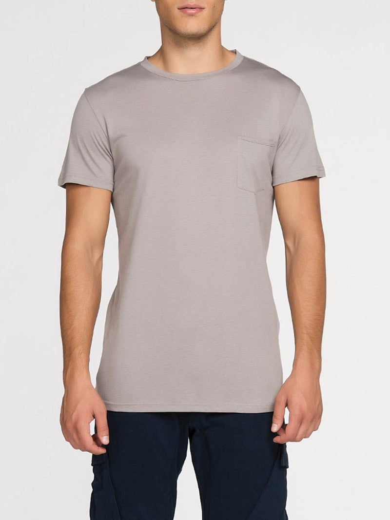 Crew Neck Modal-Blend Pocket T-shirt Greise