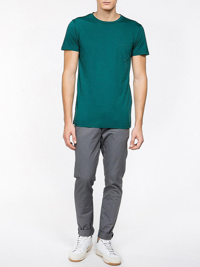 Crew Neck Modal-Blend Pocket T-shirt Myrtle Green | E