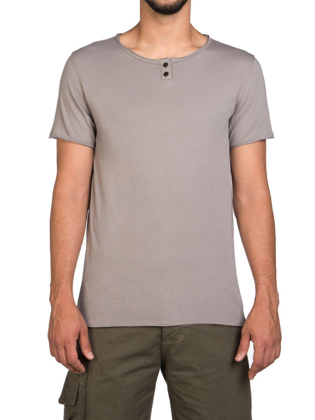 Henley Organic Cotton T-Shirt Grey | B