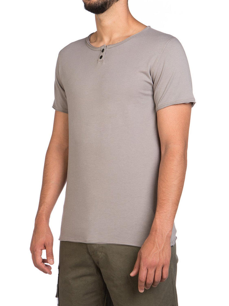 Henley Organic Cotton T-Shirt Grey | C