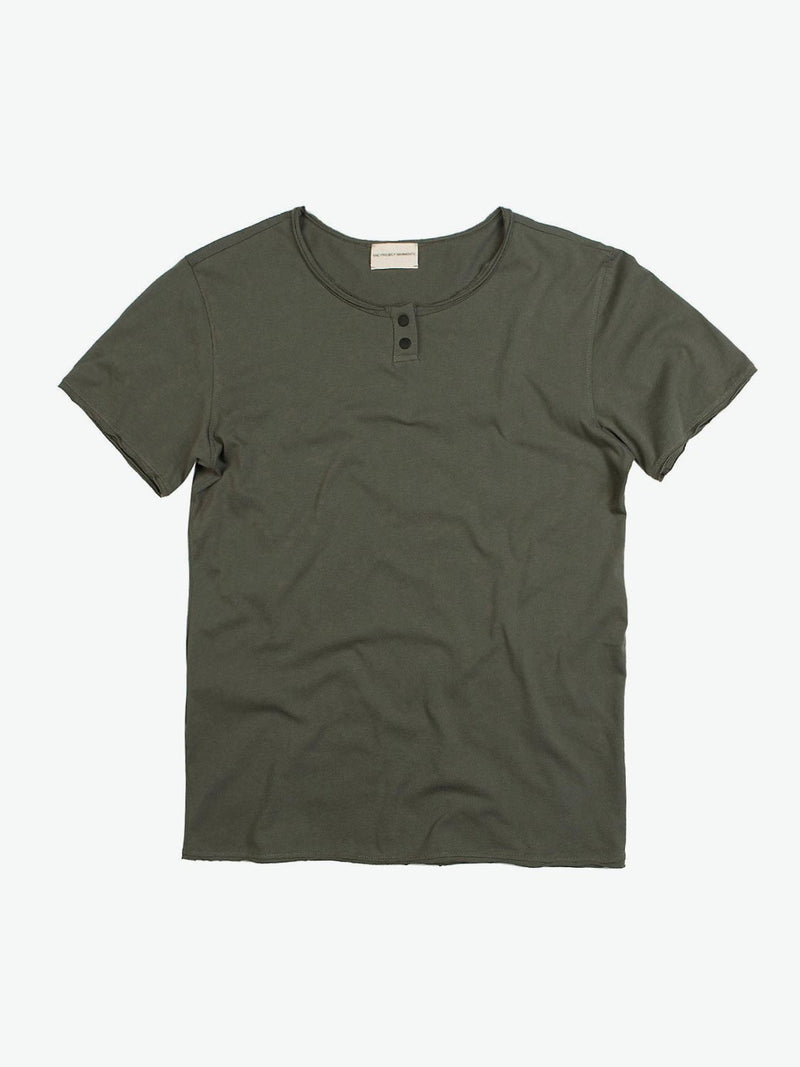 The Project Garments Henley Organic Cotton T-Shirt Khaki