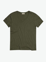 Modal Blend V-neck T-shirt Khaki | A