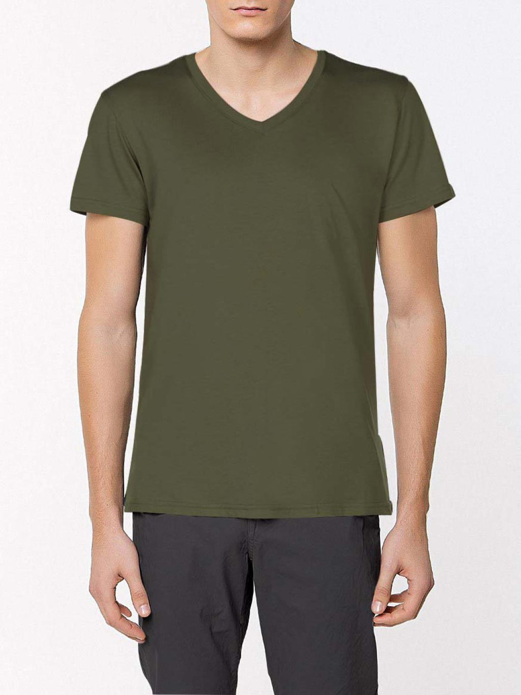 Modal Blend V-neck T-shirt Khaki | B