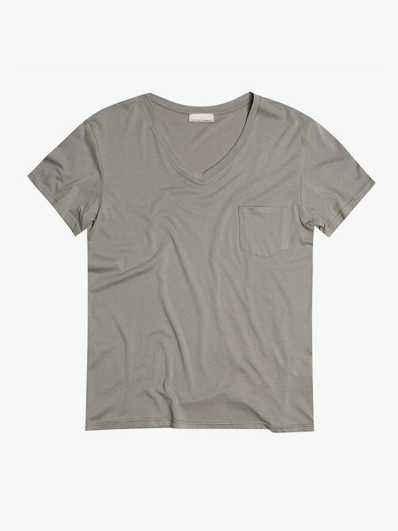 Modal Blend V-neck Pocket T-shirt Grey | A