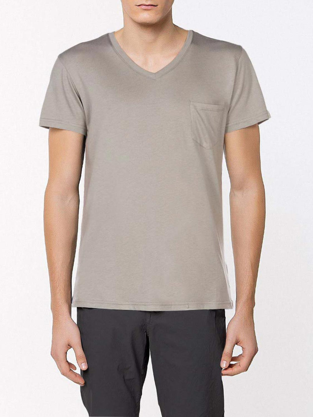 Modal Blend V-neck Pocket T-shirt Grey | B