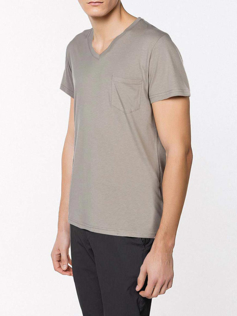 Modal Blend V-neck Pocket T-shirt Grey | C