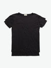 Silk Blend Double Layer Crew Neck T-shirt Black | A