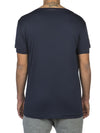 Silk Blend Double Layer Crew Neck T-shirt Navy Blue | D