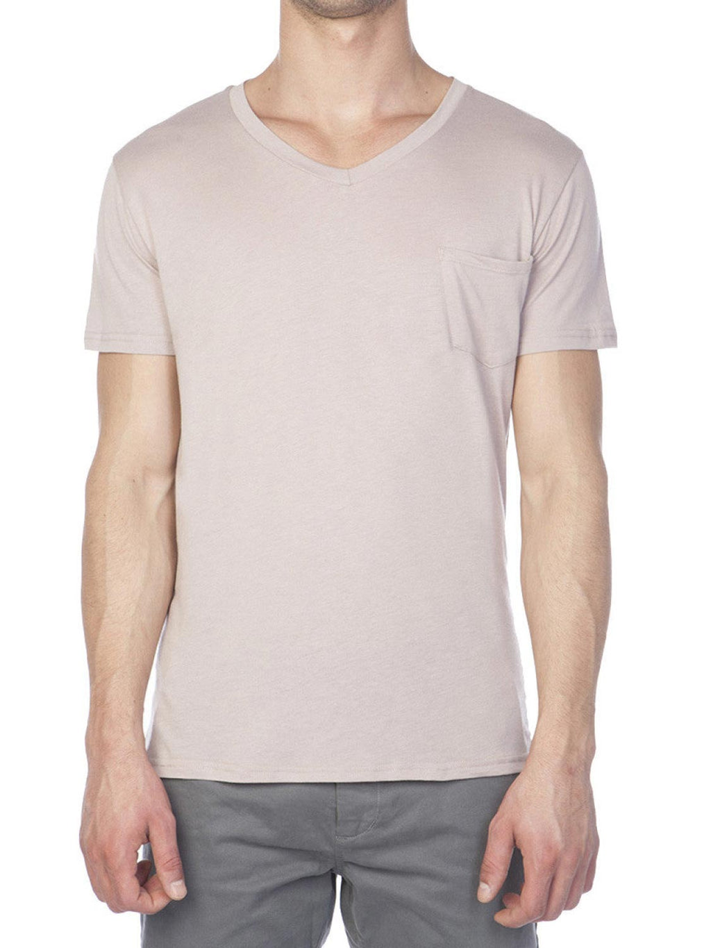 Modal Blend V-neck Pocket T-shirt Powder | B