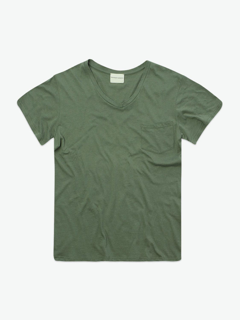 Modal Blend V-neck Pocket T-shirt Forest Green | A